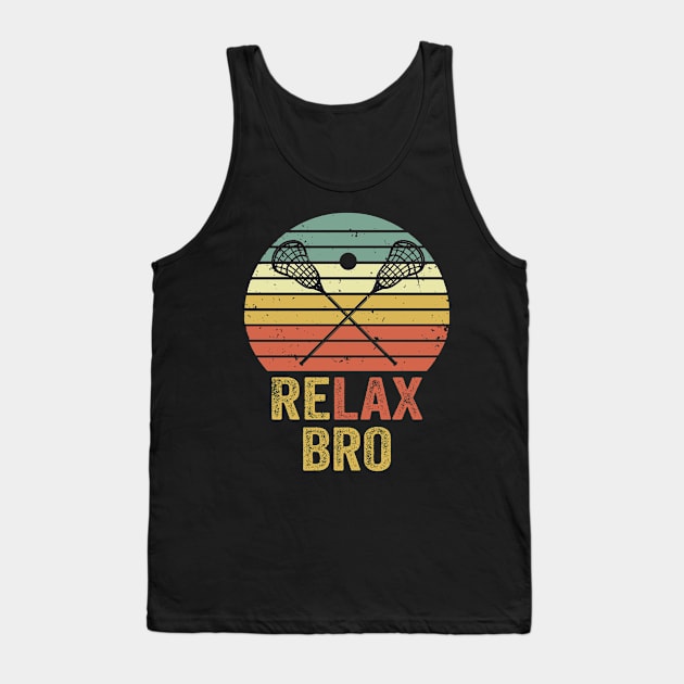 Relax Bro Lacrosse Player Funny Tank Top by Visual Vibes